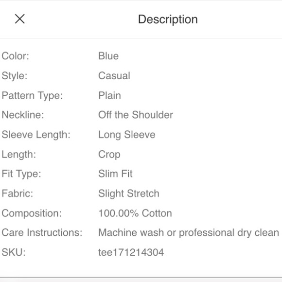 ROMWE Women’s Ribbed Pleated Off-The-Shoulder Long Sleeve Crop Top blue, size M - Picture 7 of 7